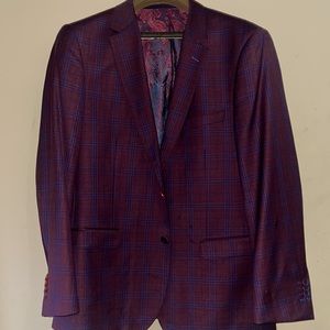 Italian slim fit burgundy blazer 100% wool